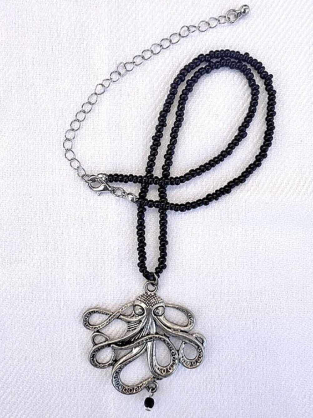 Black & Turquoise Seed Bead Necklaces with Kraken Octopus Pendant - Picture 2 of 7